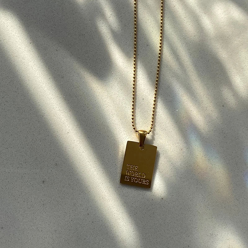 Engraved Square Necklace