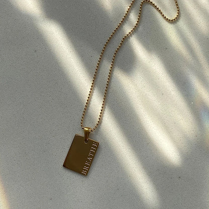 Engraved Square Necklace