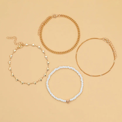 Boho Heart Anklets Set