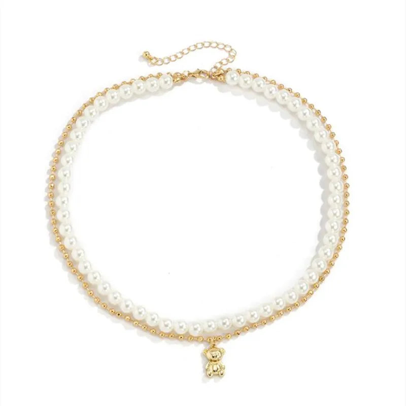 Bear Pearl Necklace